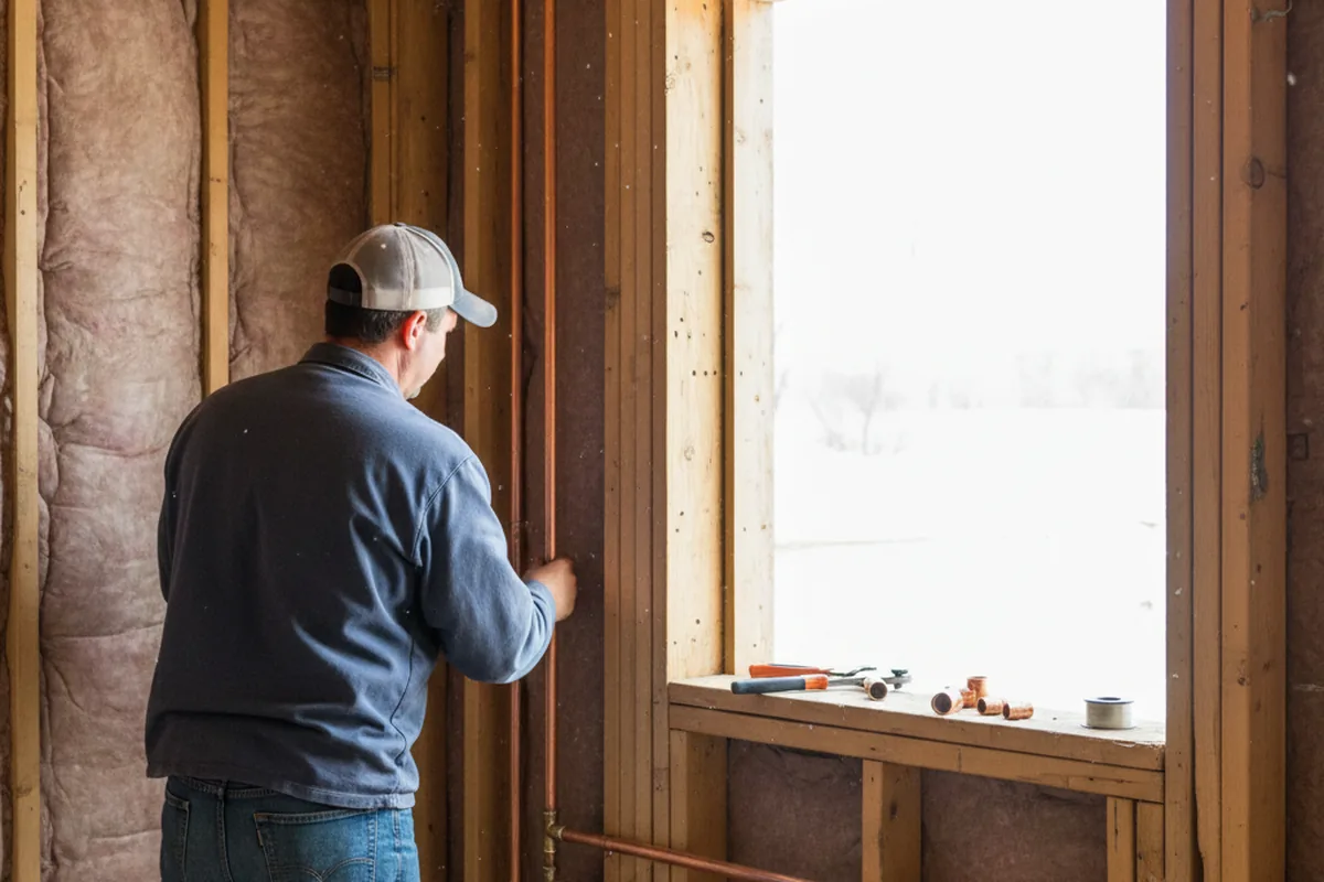 Licensed plumber running new copper supply lines in a Taylorsville home