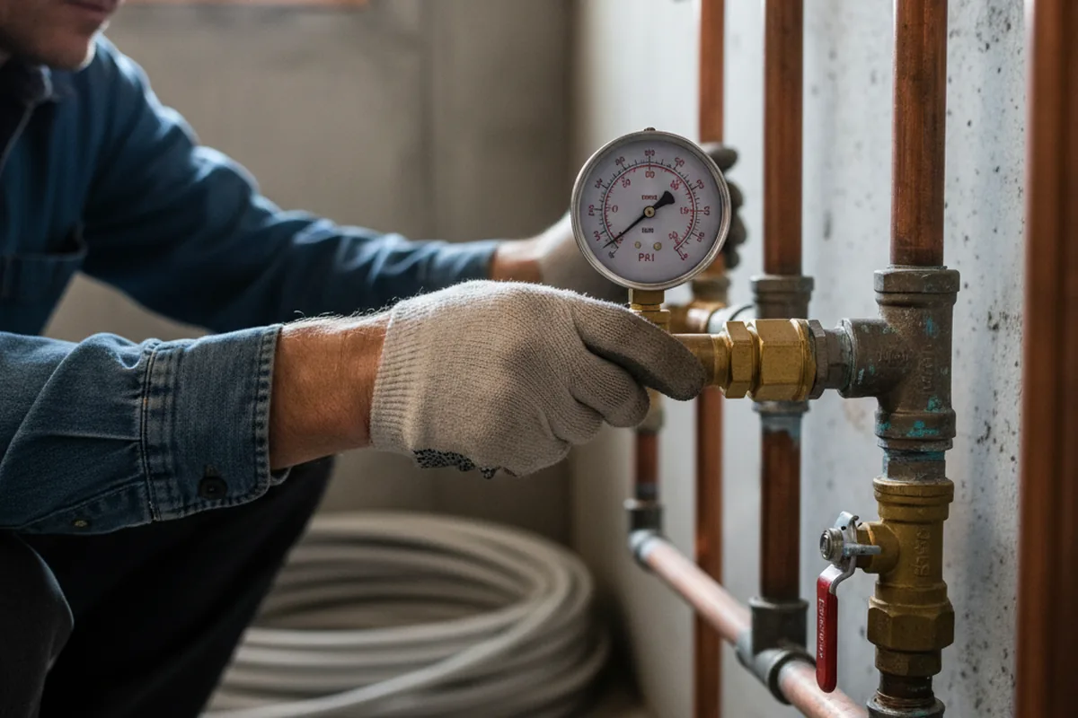 Pressure testing a repaired line during Water Line Repair in Taylorsville